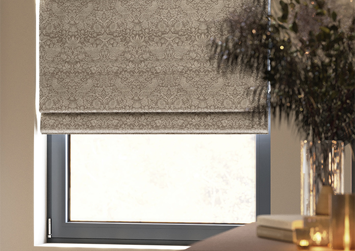 William Morris At Home Strawberry Thief, Woven Limestone - Twist&Fit Roman Blind - Image 5